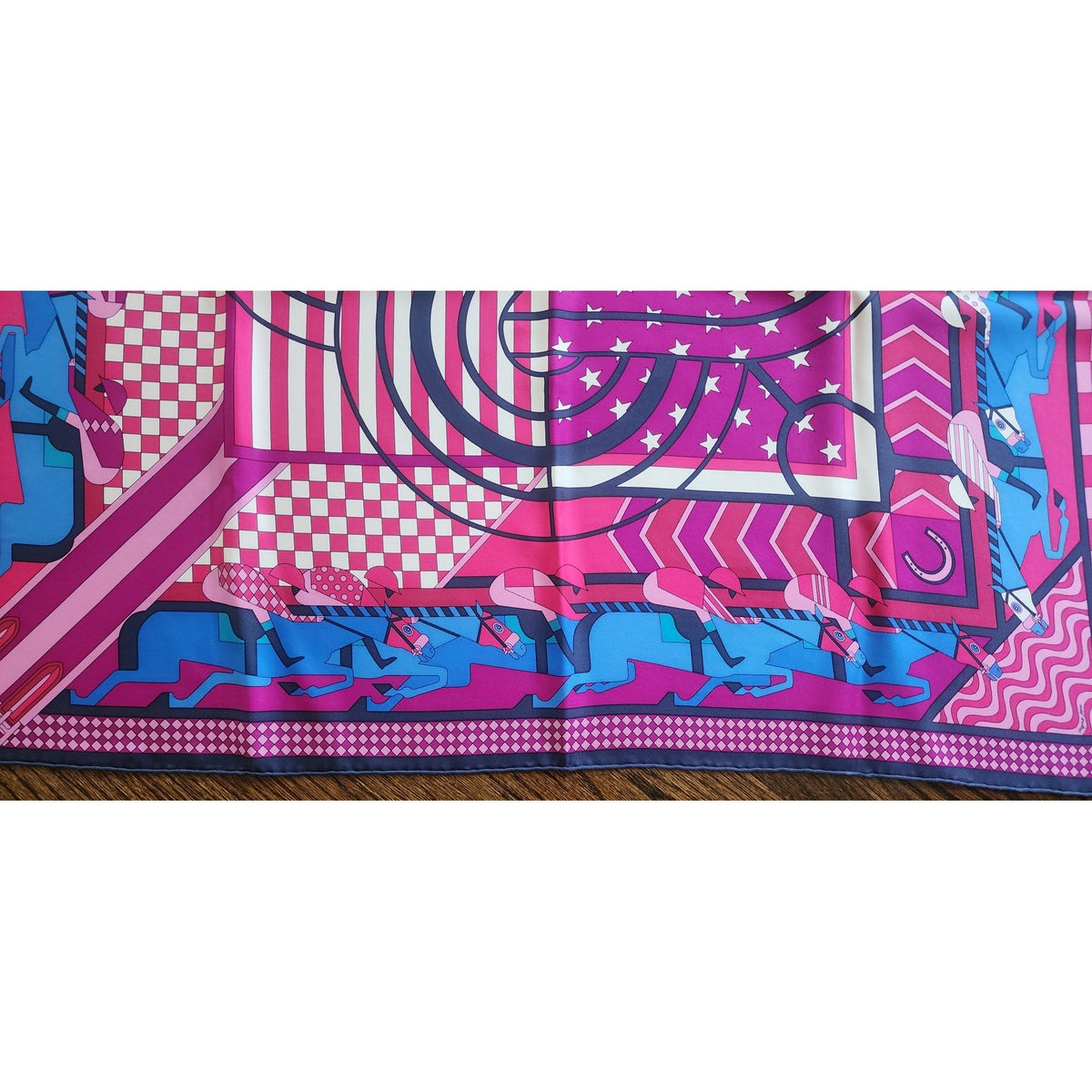 Vintage 2010s Hermes Scarf Steeple Chase Purple Silk Twill Equestrian