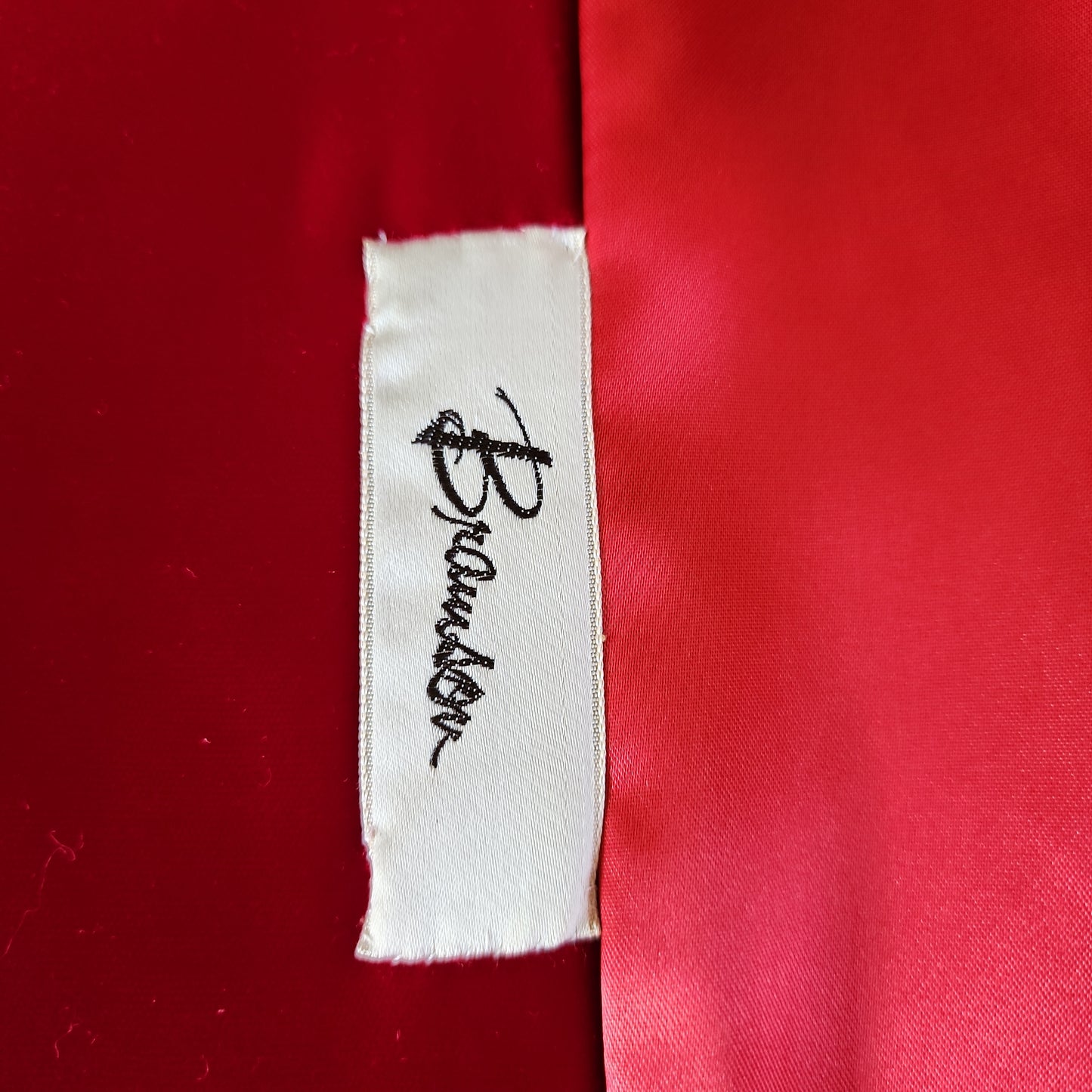 60s Red Velvet Evening Coat Rhinestone Buttons Bramson