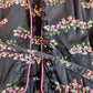 50s Cotton Shirtwaist Dress Black Pink Floral Print