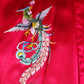 60s Chinese Silk Robe Red Embroidered Golden Bee