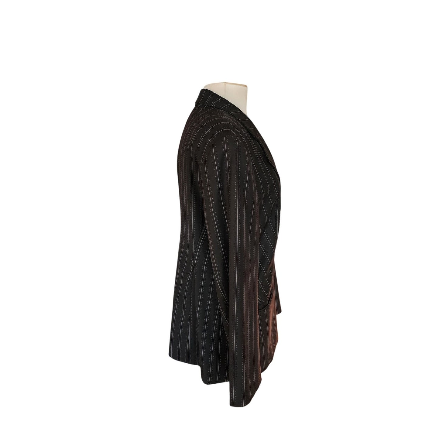 Vintage 2000s ESCADA Blazer Pinstriped Wool Jacket Black Wool / 44 Large