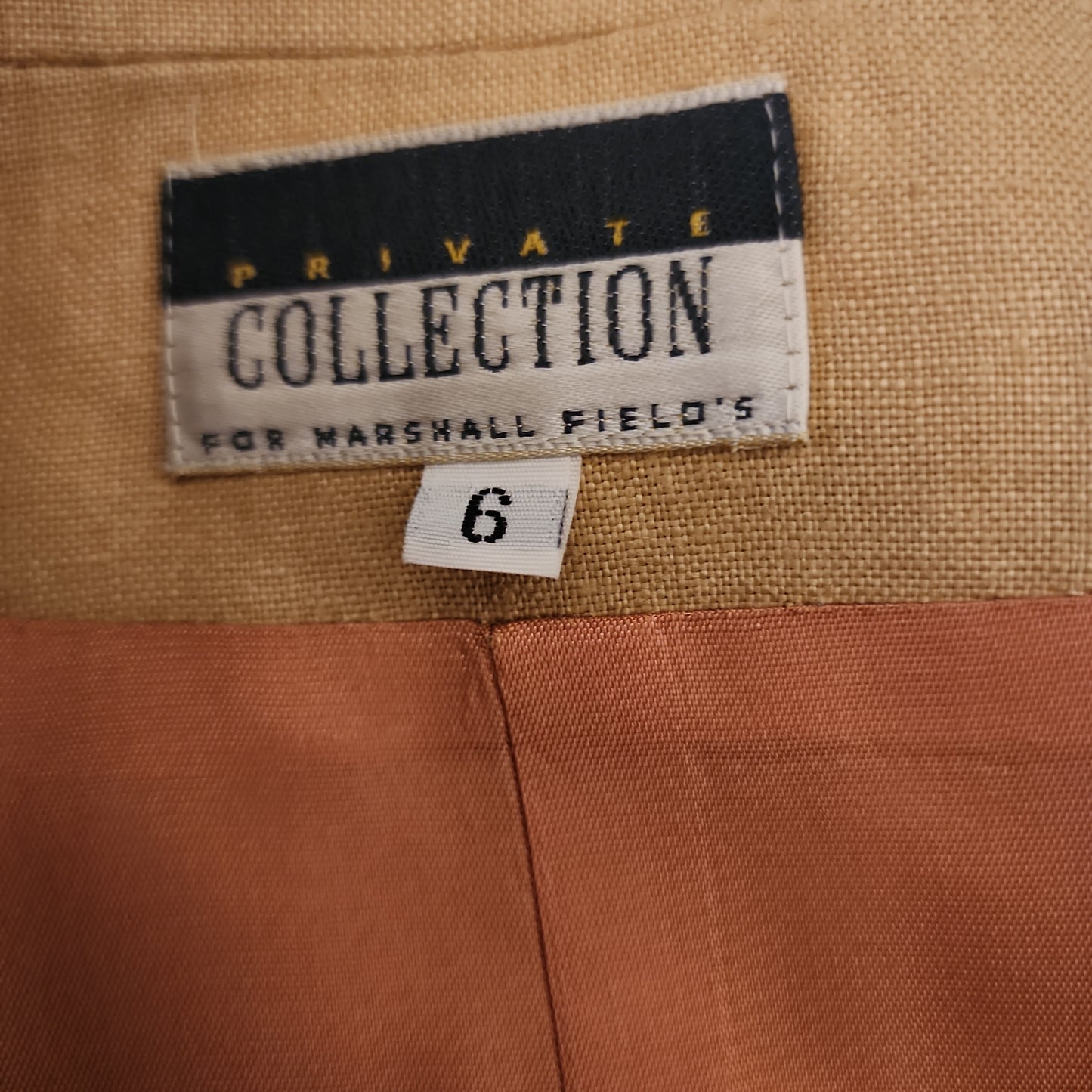Vintage 80s Beige Linen Blazer Cropped Jacket Marshall Fields