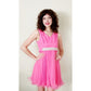 Vintage 60s Hot Pink Party Dress Pleated Skirt