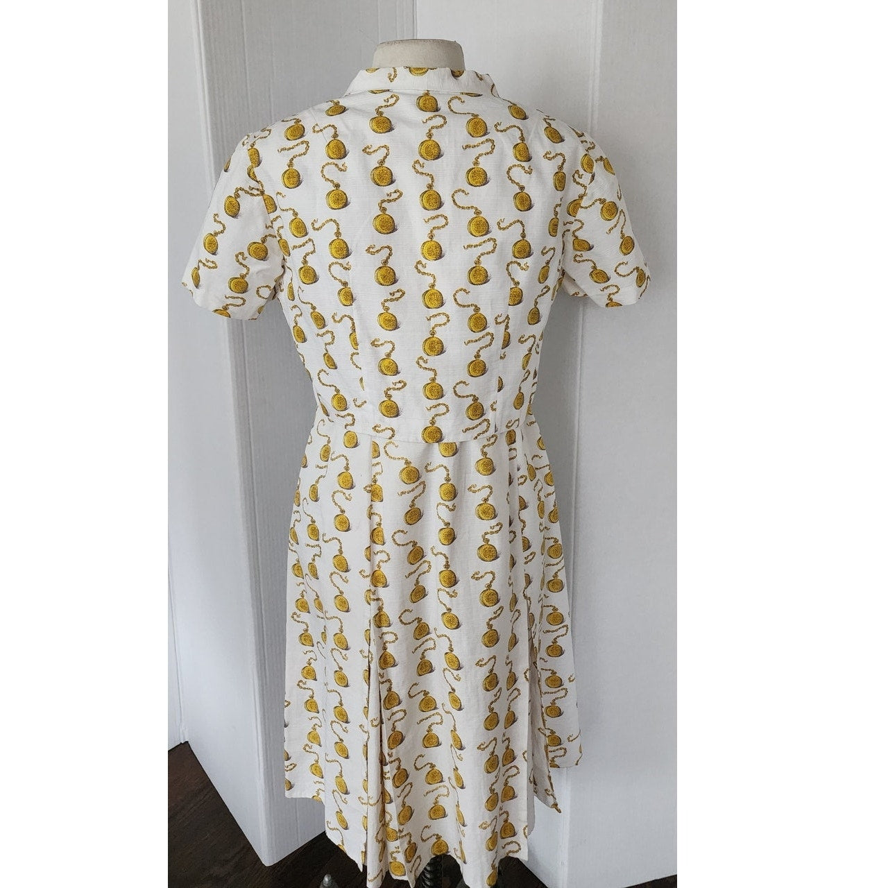 Vintage 60s Dress + Jacket Set Gold Pocket Watch Novelty Print