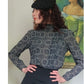Vintage 80s UNGARO Blouse Gray Silkprint Shirt Back Buttons