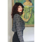 Vintage 80s UNGARO Blouse Gray Silkprint Shirt Back Buttons