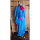 Vintage 80s Blue Silk Dress Polkadot Print Francesca Damon Starington
