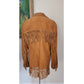 Vintage Berman's Buckskin Leather Mens Jacket Fringed Beige Suede 44