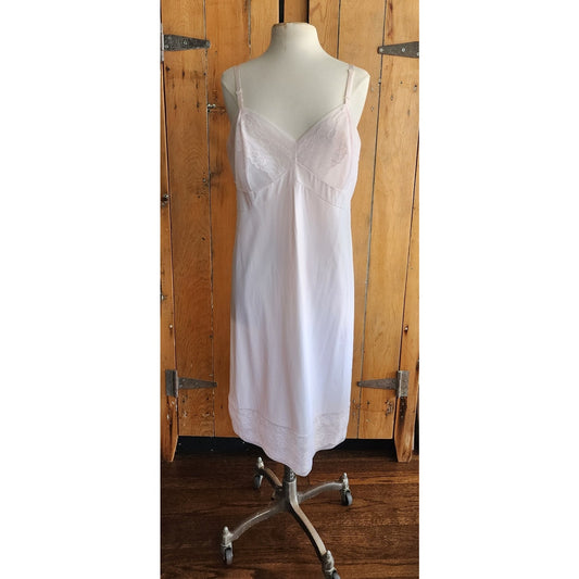 60s Pale Pink Slip Dress Nylon & Lace Large