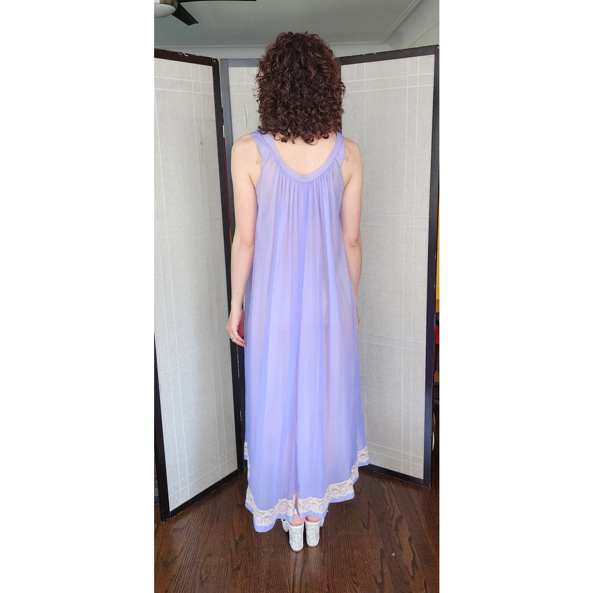 Vintage 60s Peignoir Purple Nylon Slip Dress + Robe Jenelle