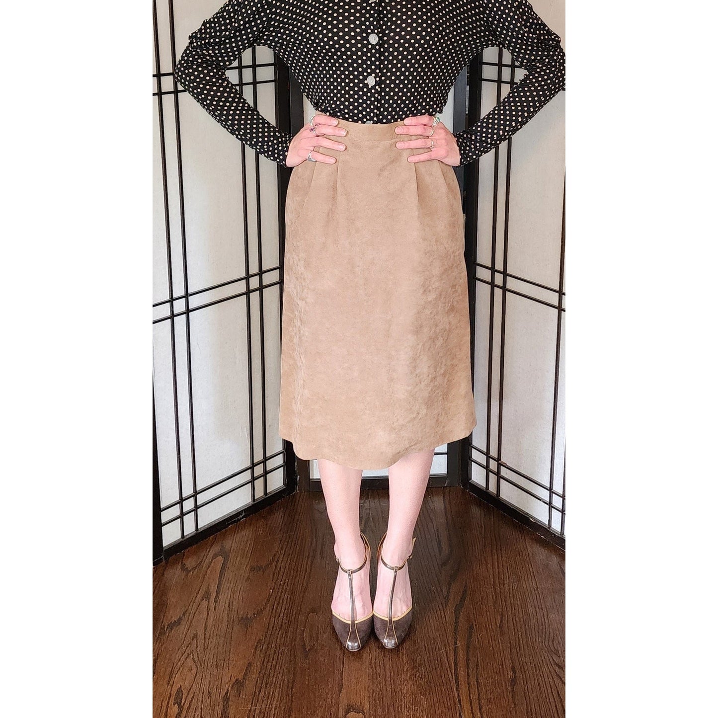 Vintage 70s Ultrasuede Skirt Beige A line