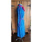 Vintage 80s Blue Silk Dress Polkadot Print Francesca Damon Starington