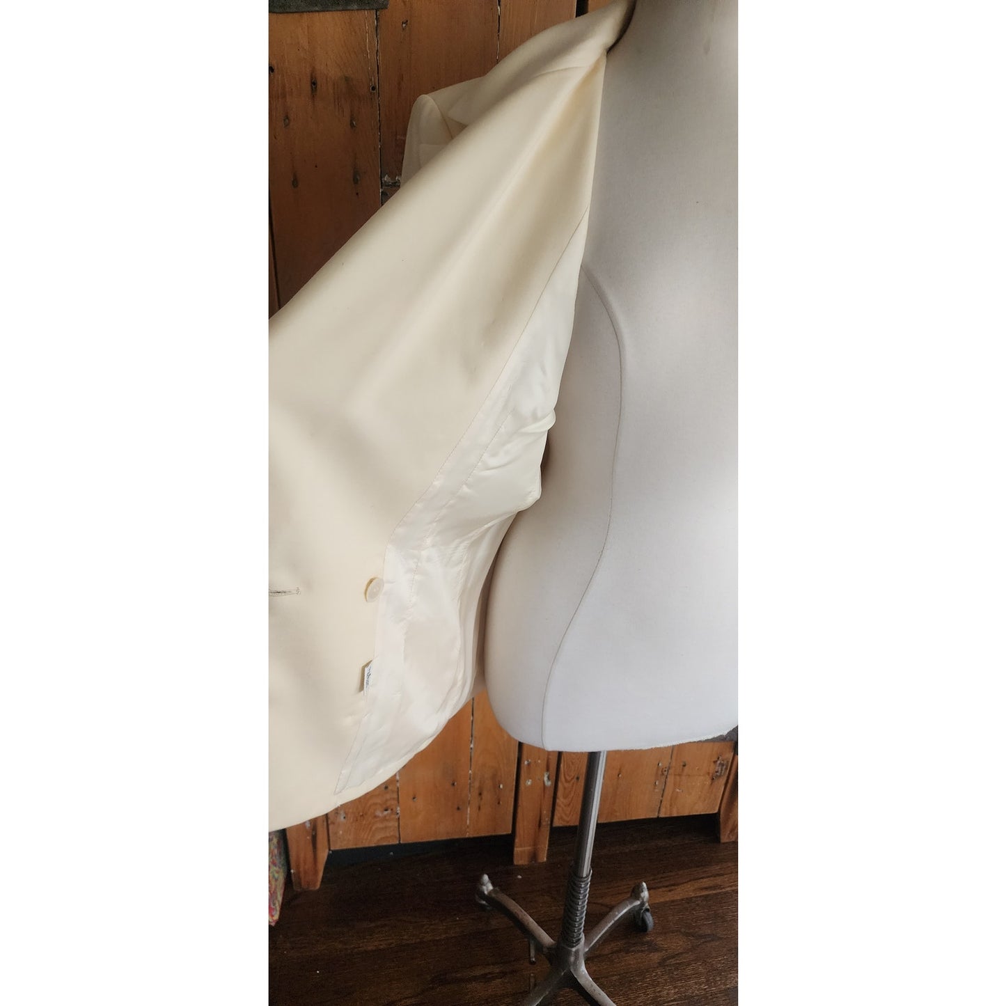 Vintage 1980s Calvin Klein Blazer Cream Wool Double Breasted