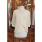 Vintage 90s Gianfranco Ferre Cream Silk Wrap Blouse Black Cuffs Asymmetrical Top