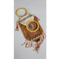 Antique Chinese Glass Bead Bag w/Glass Ring Handles 1890 - 1930