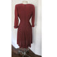 Vintage 1940s Beaded Dress in Brown Copper Crepe w/Keyhole Small