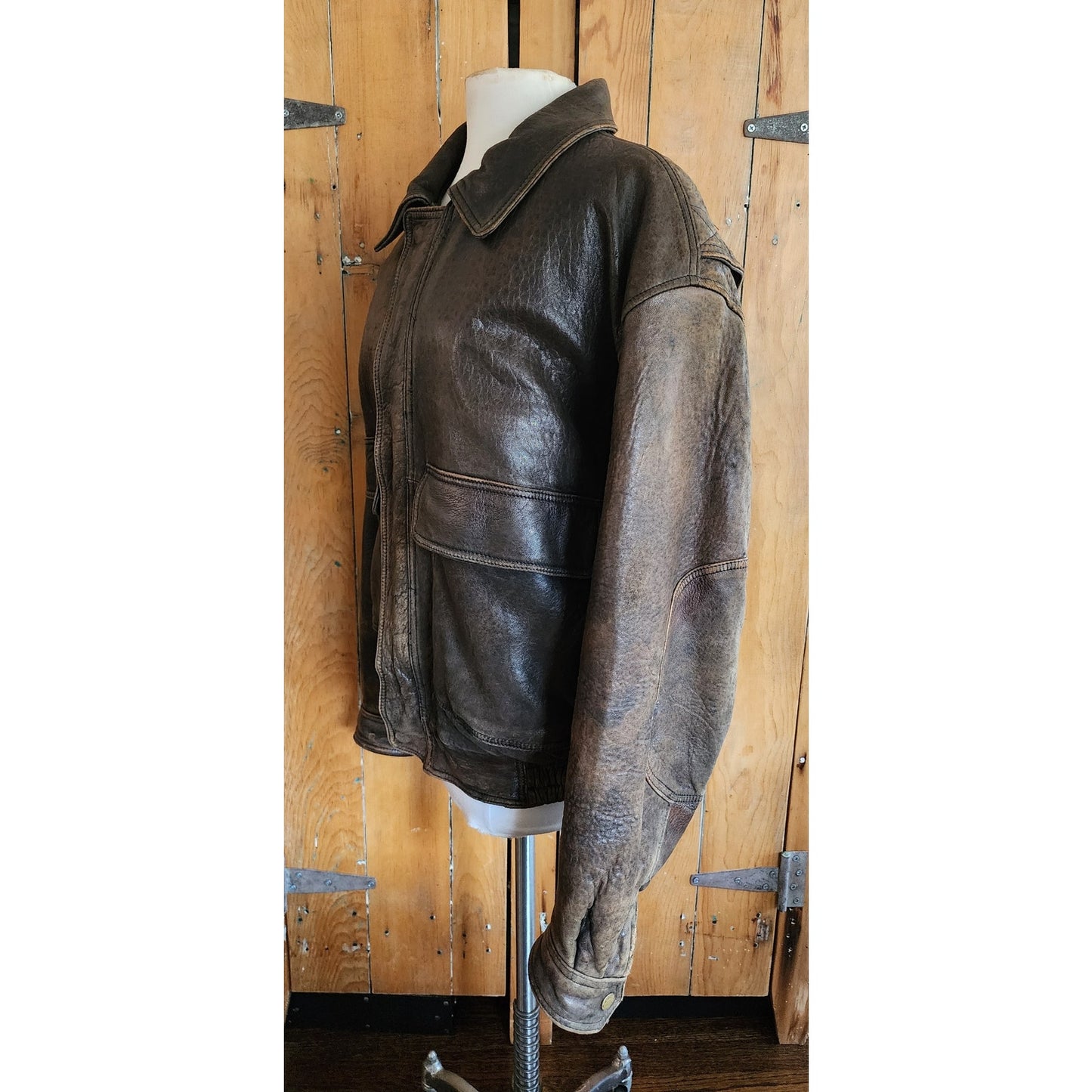 Vintage 80s Men's Jacket Brown Leather Bomber Sawyer of Napa