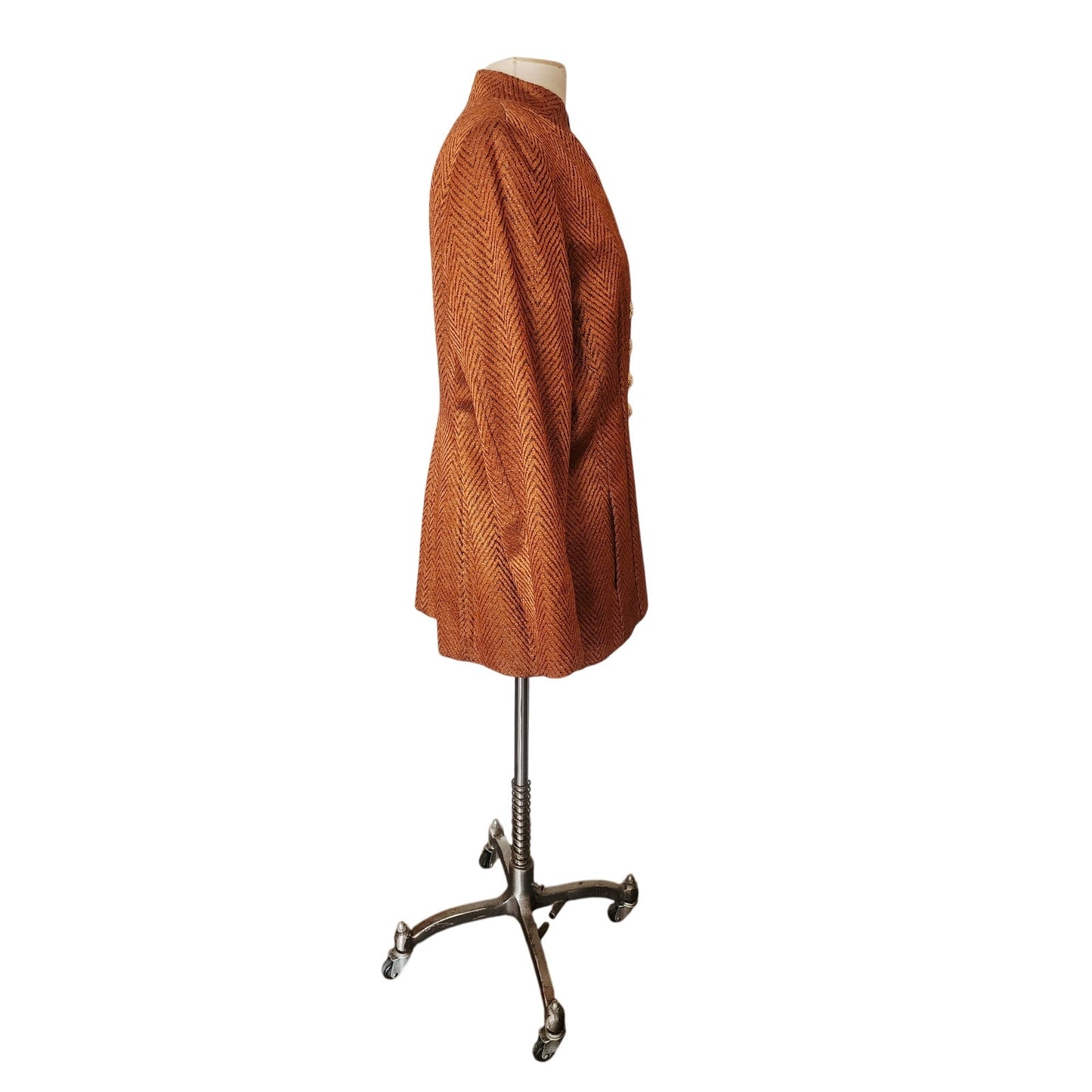 Vintage Copper Orange Blazer Paola Quadretti Valentino Tissus Silk Wool Blend