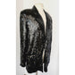 Vintage 80s Blazer Black Sequins & Beads Made in India
