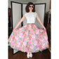 Vintage 70s Maxi Skirt Elastic Waist Pink Floral Print Saks Fifth Avenue