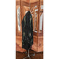 Vintage 1990s Evening Kimono Jacket Shimmering Peacock Feathers Beaded Black Duster Boho Chic Art Nouveau Deco