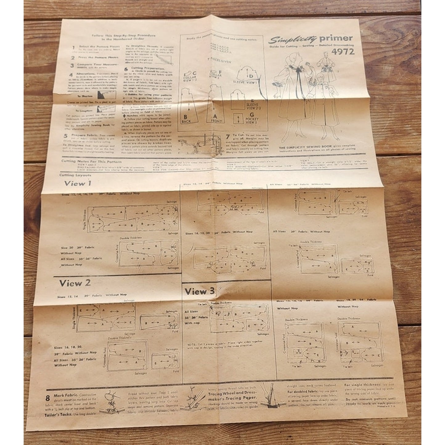 Vintage 1950s Sewing Pattern ORIGINAL: Duster Robe Housecoat Simplicity 4972