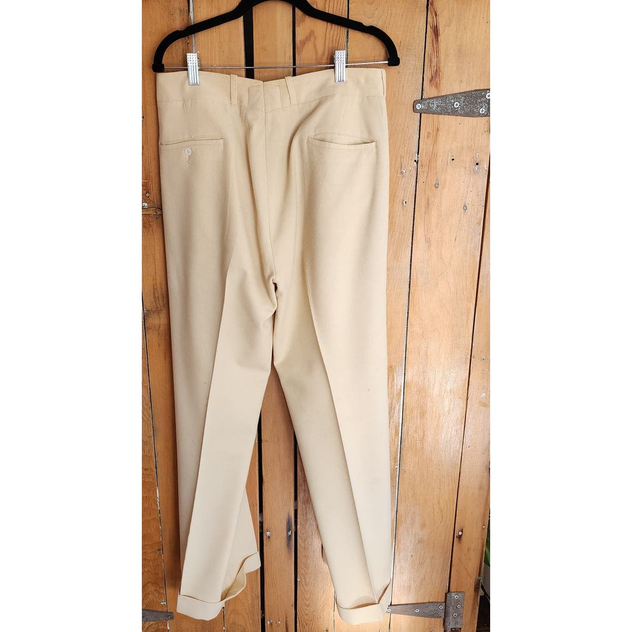 Vintage 30s Mens Pants Slacks Cream Wool 30x30