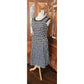 Vintage 50s Cotton Print Dress Black White Check Belted / M to L