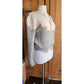 Vintage 80s Sweater Gray Pink Handknit Cardigan Acrylic Angora by Signatures