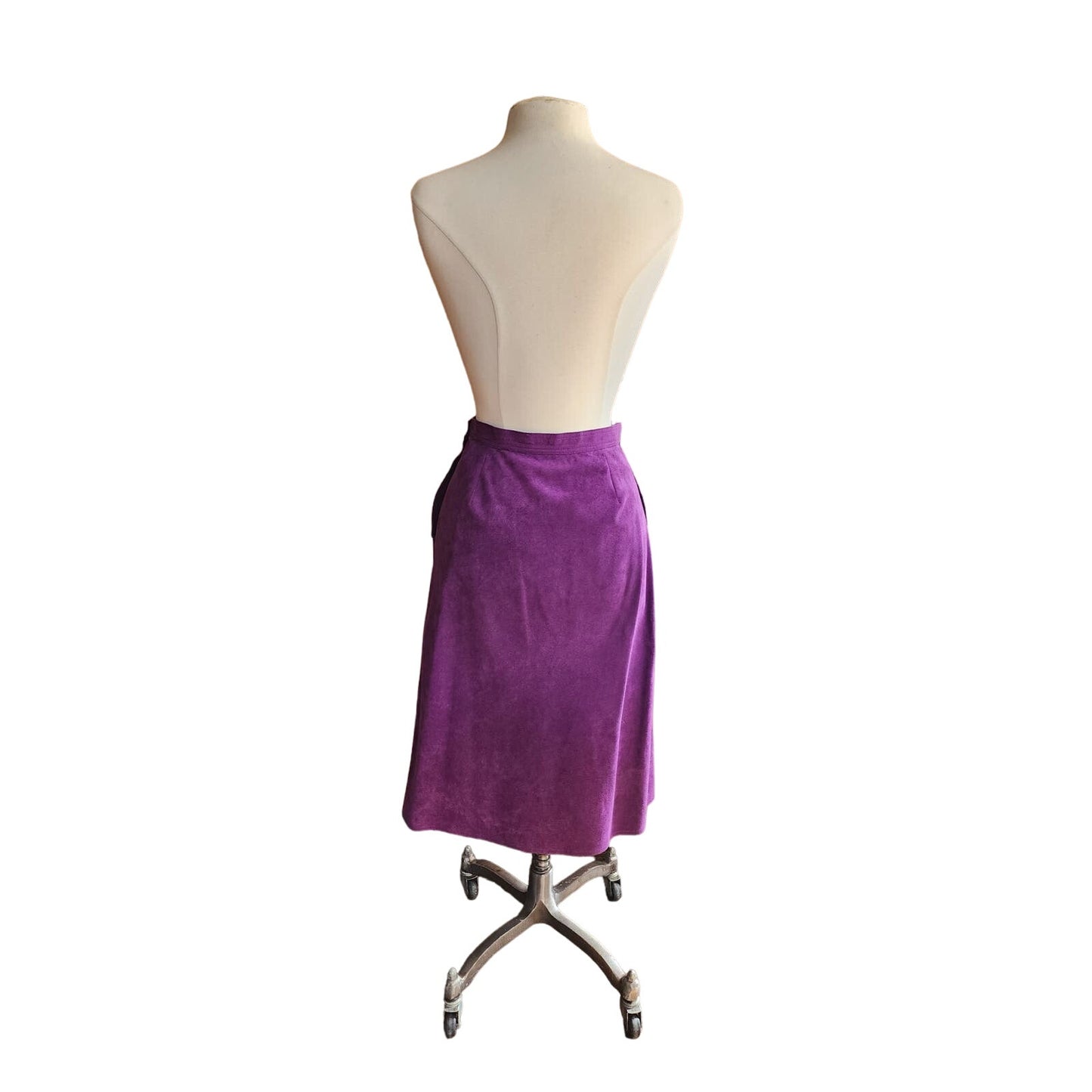 Vintage 70s Purple Skirt Ultrasuede Midi Skirt