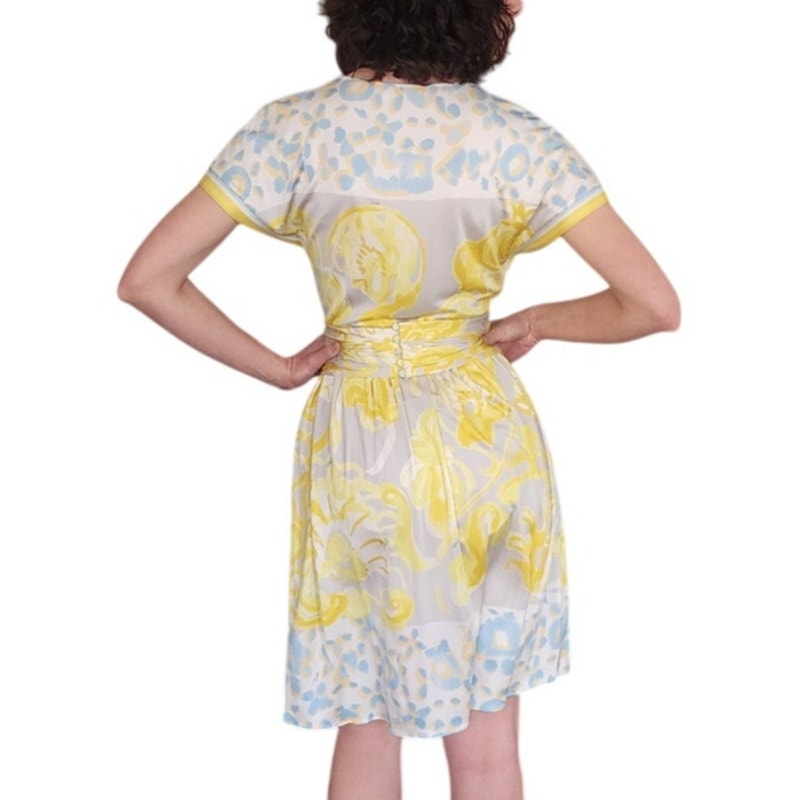 Vintage Y2K Emilio Pucci Dress Psychedelic Print Yellow Gray Swirl SATC / New with Tags Small