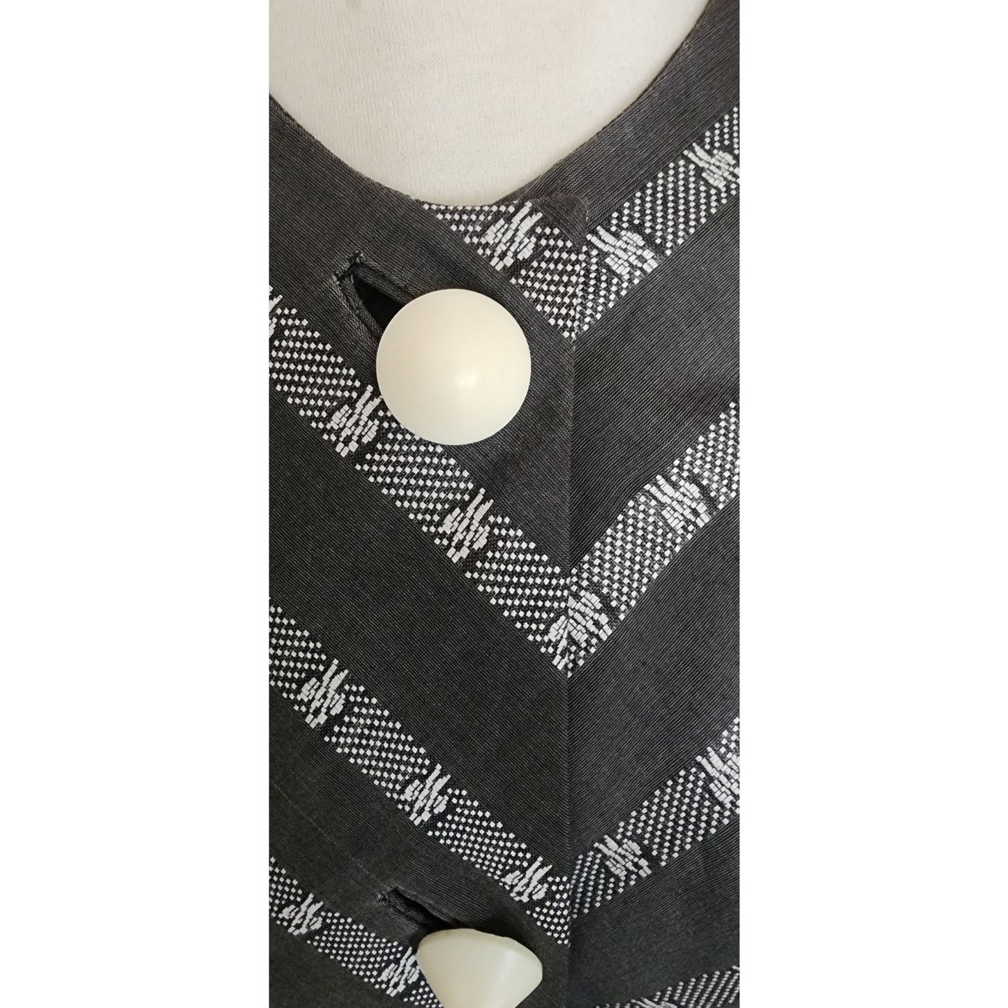 Vintage 50s Cropped Bolero Jacket "Topaz Original" Grey Striped Rockabilly Large