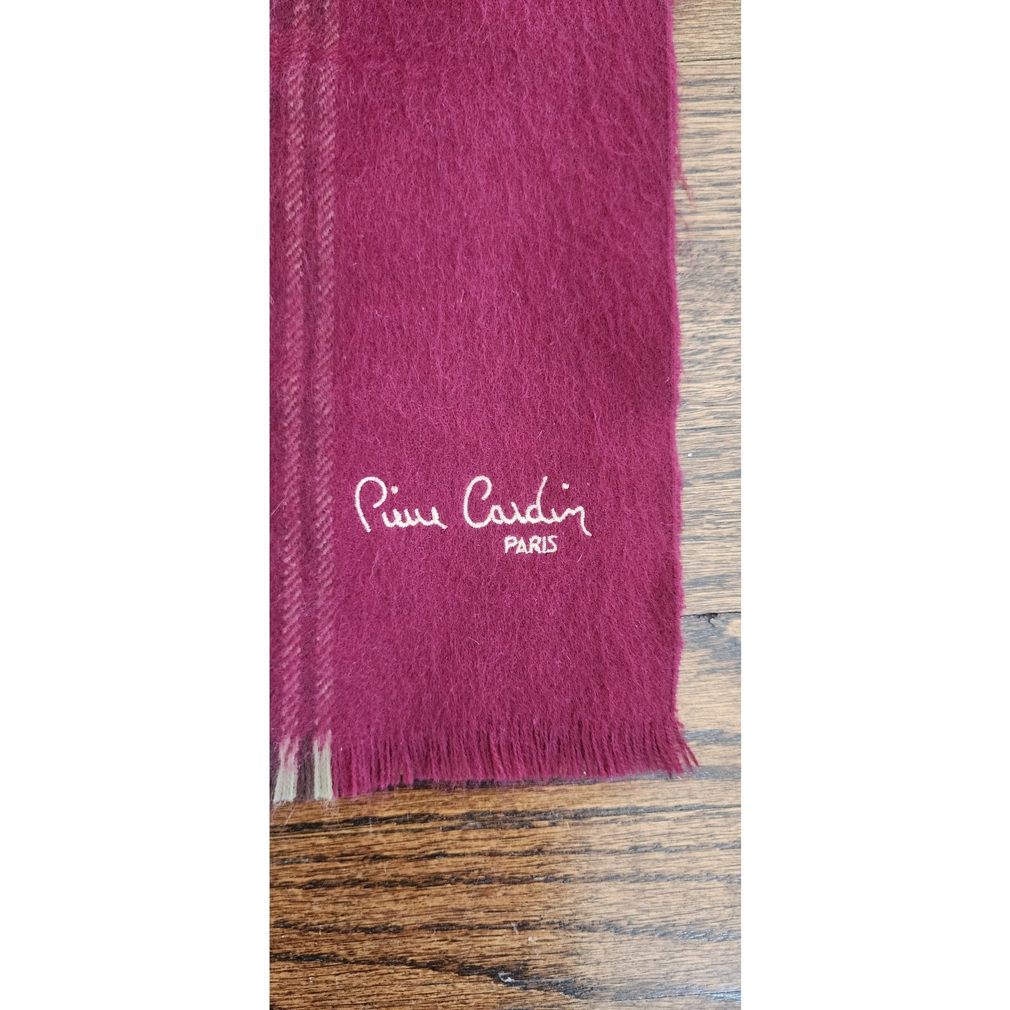 Vintage Mens Scarf Pierre Cardin Burgundy Red