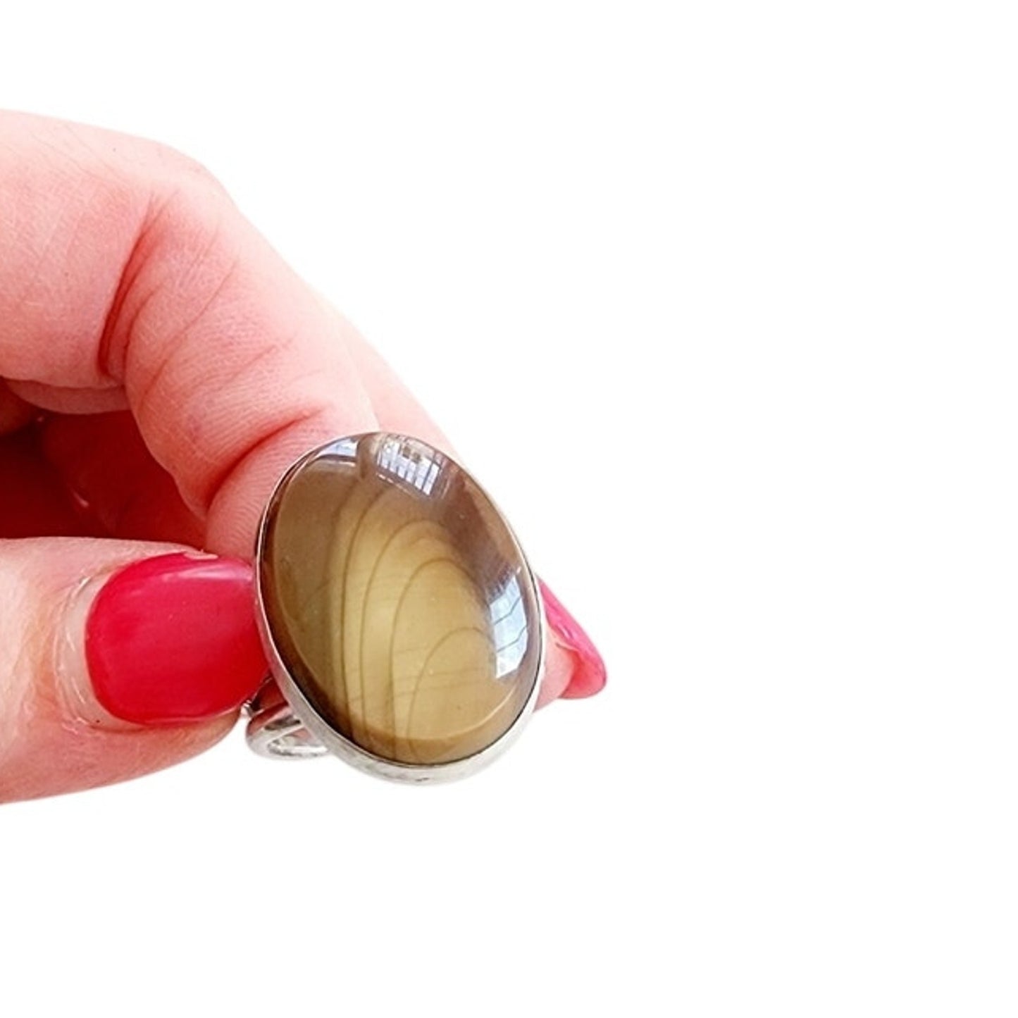 Vintage Large Topaz Ring Sterling Silver Band Size 8