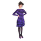 Vintage 1980s GIVENCHY Silkprint Dress Purple Black Harlequin Diamonds Long Sleeved