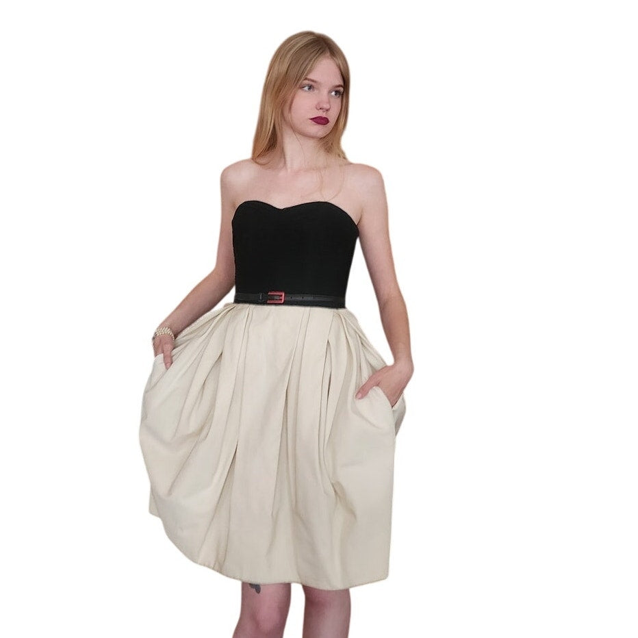 Designer Jason Wu Dress Resort 2012 Strapless Midi Bubble Skirt Ivory & Black NWT