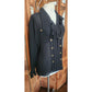 Vintage 1980s Karl Lagerfeld Blouse Black Silk Ruffled Front Poet Shirt Semi-Sheer