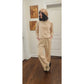 Vintage 1990s Sonia Rykiel Velour Track Suit Beige w/Gold Buttons