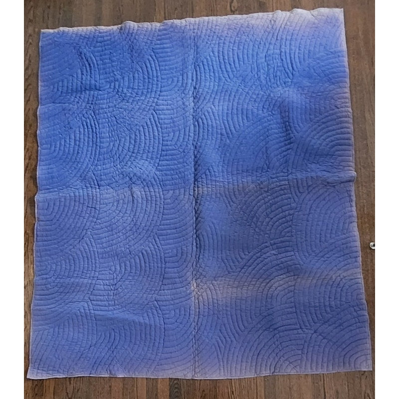 Antique 1800s Quilt Variable Stars Scraps Sampler Crossed Roads Dark Blue w/Cream Crosses