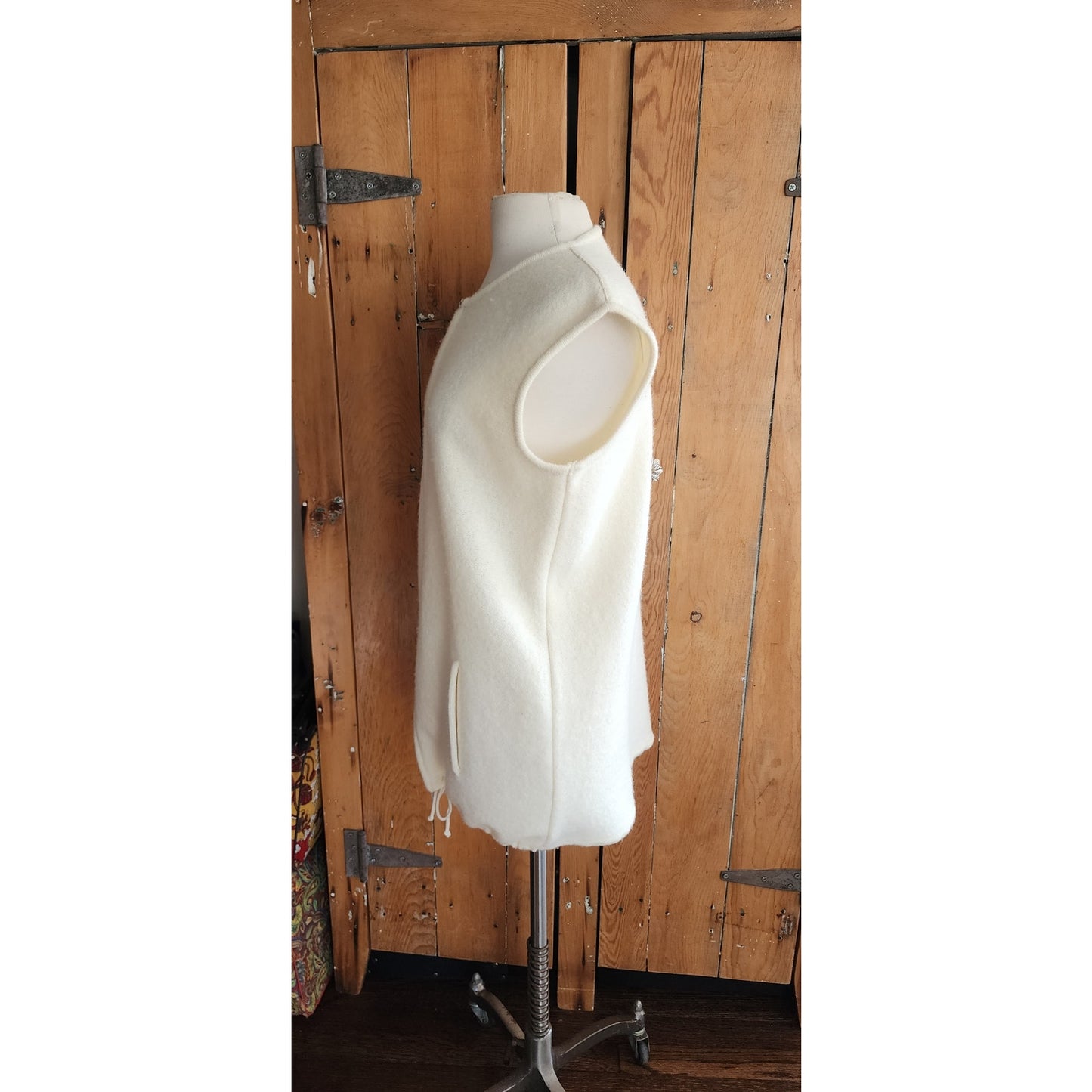 90s Rodier Cream Wool Vest Zip Closure