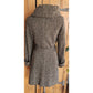 Vintage Y2K Houndstooth Coat Gray Herringbone Wool Large Collar Ellen Tracy / M