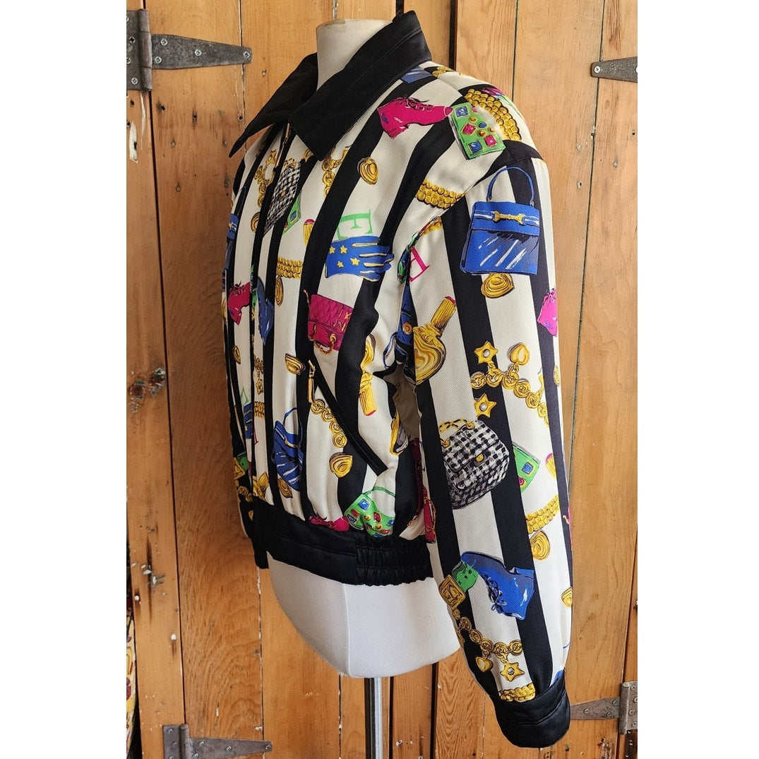 Vintage 90s Escada Bomber Jacket Silk Scarf Print Shoes Purses