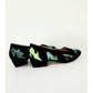 Vintage 90s Black Suede Pumps Green Shoes Embroidery J Renee 7.5