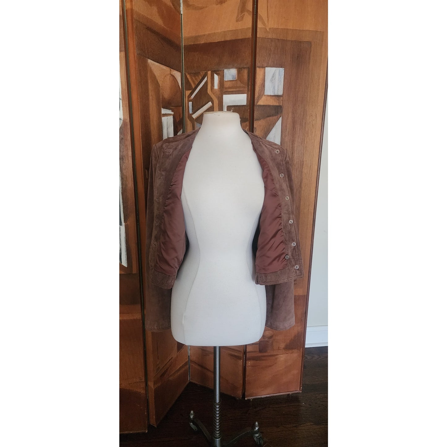 Vintage 1990s Cropped Blazer Brown Suede Jacket Carroll Reed Large