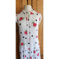 Vintage 80s Cotton Print Dress Polka Dots Red Roses