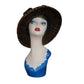 Vintage Y2K Carluci Millinery Animal Print Hat Wide Brimmed w/Bow & Feathers