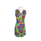 Vintage 60s Psychedelic Print Dress Rhapsody by Glazier Sleeveless Wrap Style