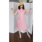 Vintage 40s Pink Dress Pleated Wool Belted w/Rhinestone Pin / S
