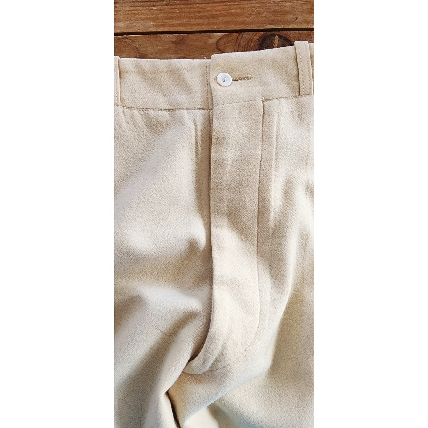 Vintage 30s Mens Pants Slacks Cream Wool 30x30