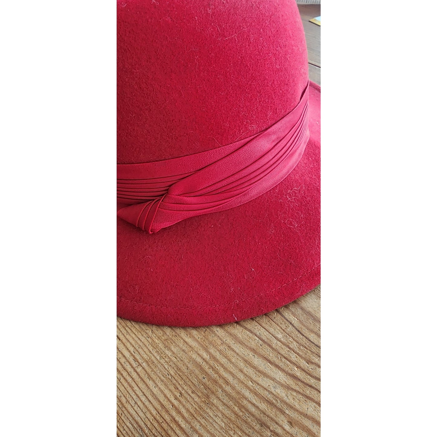 70s Raspberry Red Wool Hat Large Brim Betmar